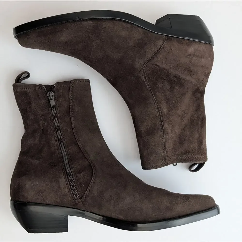 NWOB Madewell The Idris Ankle Boot Dark Carob Brown Suede Size 8.5 Women's